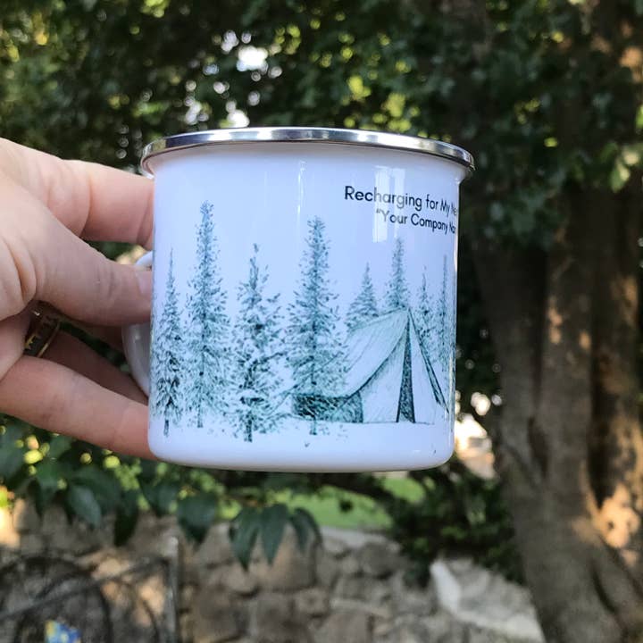 National Parks and Beyond - Wholesale Coffee Mug - Camping in the Woods Enamel Camping Cup3