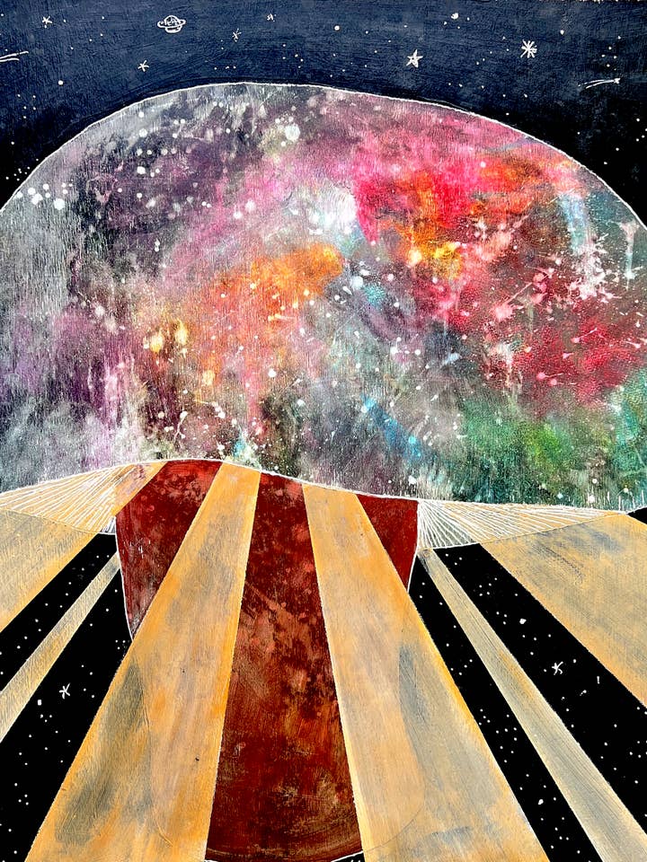 Space Shroom - 24x24" original painting on wood panel 2025 (Copy) for wholesale by Pixel Palmer