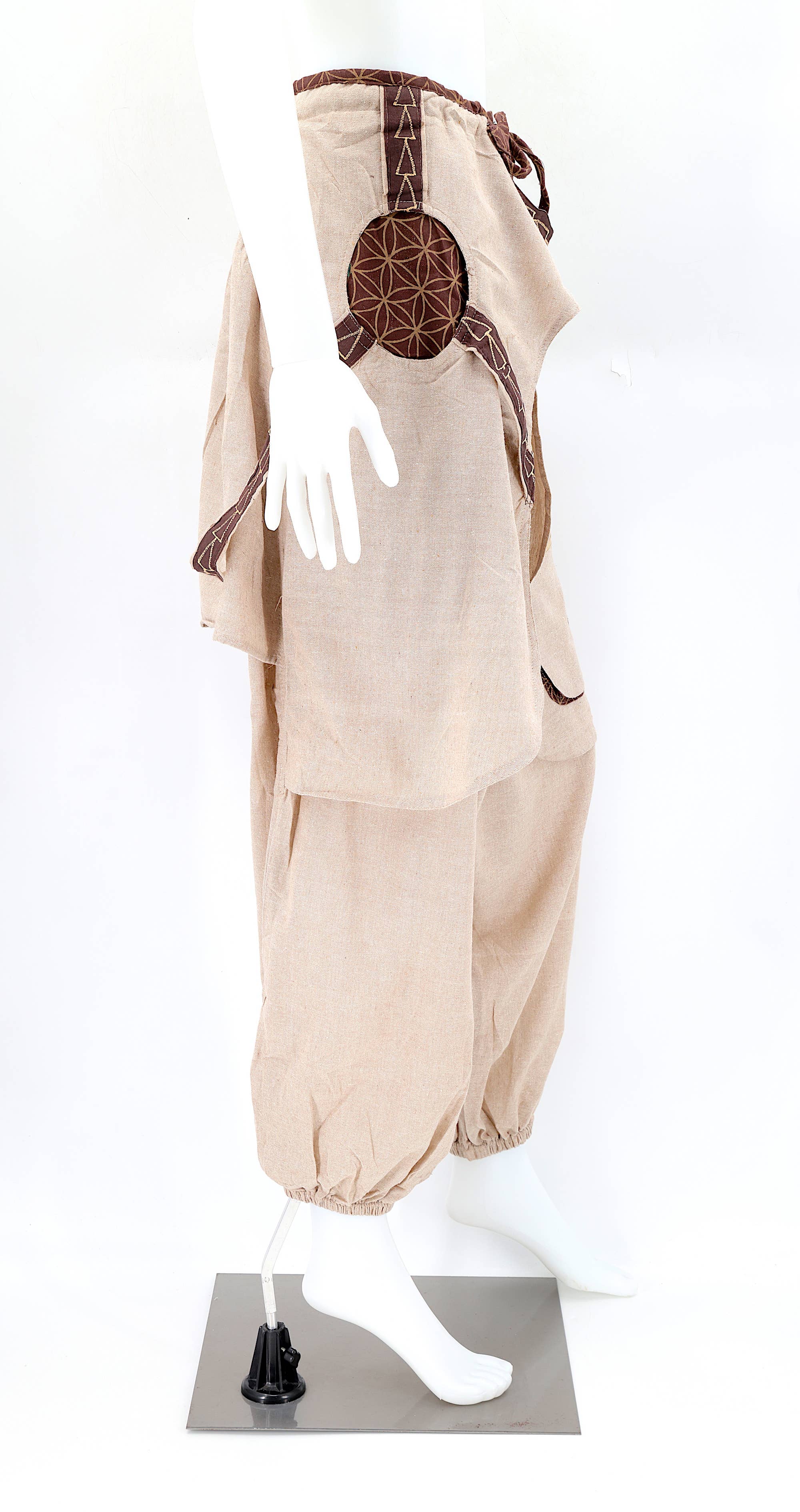 Himalaya Handmade – wholesale Byxor - Dam – Handgjorda bohemiska hippie haremsbyxor i bomull med blekt färgmönster Flower of Life22