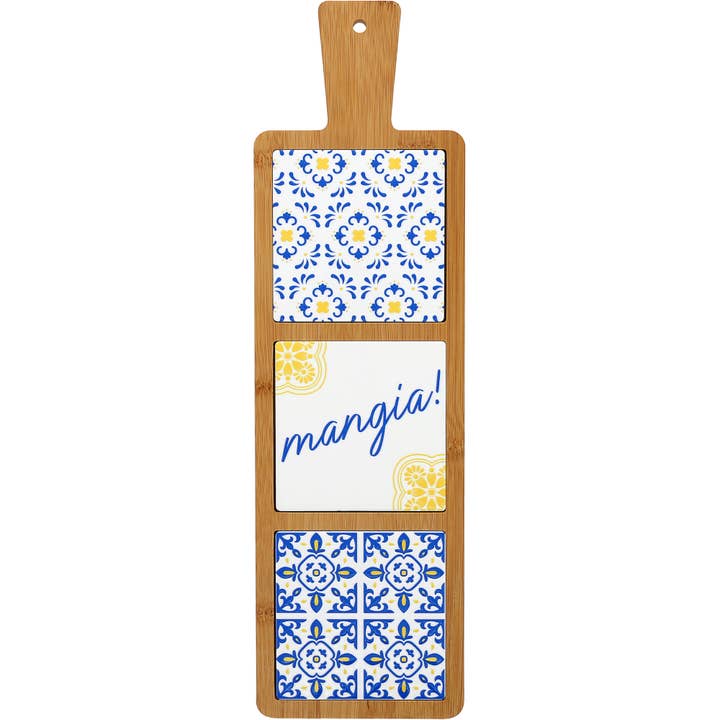 Mangia! - 16.5" Bamboo & Ceramic Tile Trivet for wholesale by Pavilion