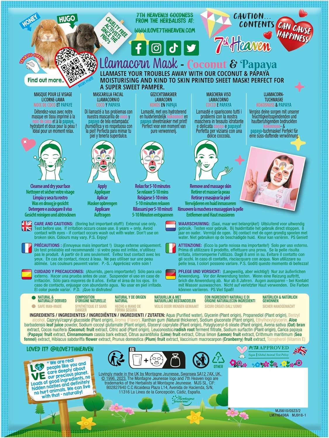 Beauty Goddess - Venta al por mayor Mascarilla - Mascarillas Faciales en Lámina Lamacorn 7th Heaven – Set de Cuidado de la Piel para Niños de 8+ Años – Mascarilla Facial en Lámina con Mezcla de Llama y Unicornio con Coco y Papaya – Mascarillas en Lámina para Calmar, Hidratar y Humectar la Piel1