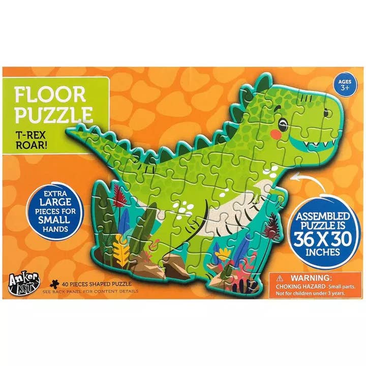 T-Rex Dino Shaped 40-Piece Large Shape Floor Puzzle for Kids for wholesale by Anker Play Products