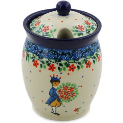 Jar with Lid with Opening 5" Charming Prince Theme UNIKAT for wholesale by Polmedia Polish Pottery
