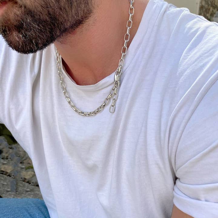 Christina Christi - Wholesale Link & Chain Necklace - Silver Chain Necklace Men2