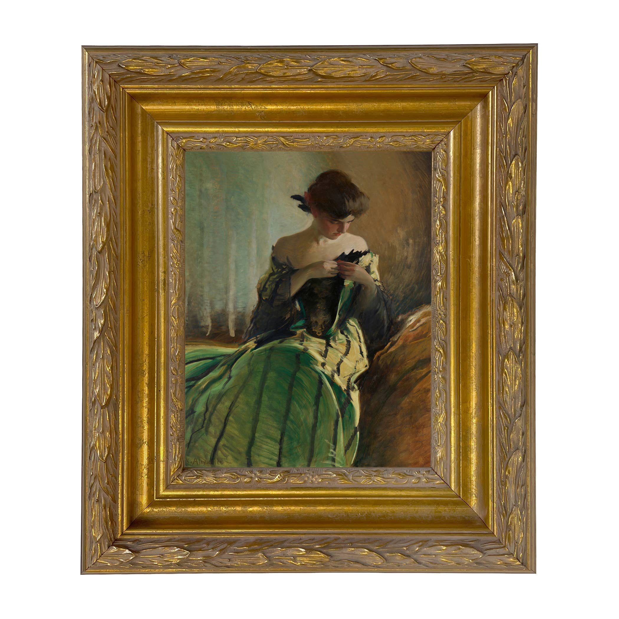 Madison Bay Co. - Historical Home Decor Reproductions - Vendita all'ingrosso Stampa artistica - Stampa su Tela Vintage di Donna in Abito Nero e Verde40