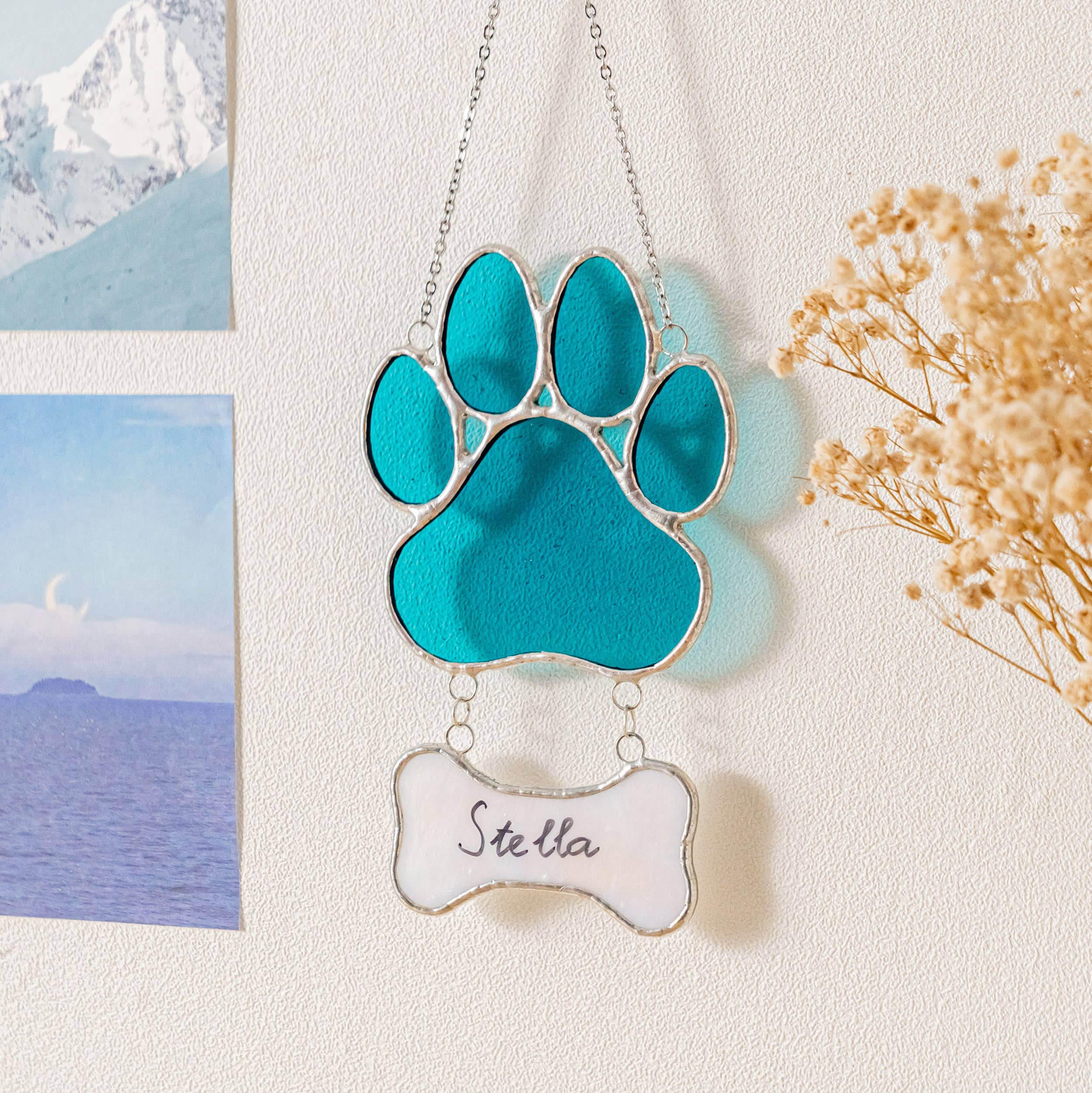 MondoBellissimo - Vente Attrape-soleil - Attrape-soleil commémoratif patte d'animal en vitrail Q1915