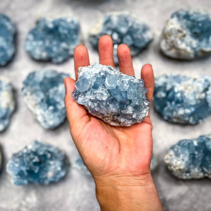 Mandala Gems – wholesale Spiritual stone/crystal – CELESTITE Clusters, Raw Celestite Wholesale Crystals
