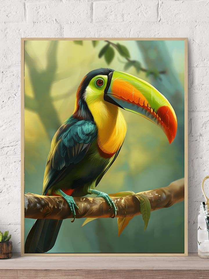 Lámina de pared sobre lienzo con forma de tucán descansando en la jungla para venta al por mayor de Arttique - Artistry Canvas Prints