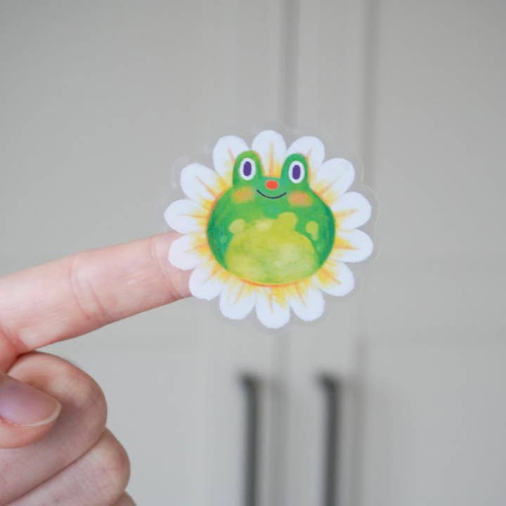 Transparenter Vinyl-Aufkleber mit Blumenfrosch für den Großhandel von Ocean Hughes