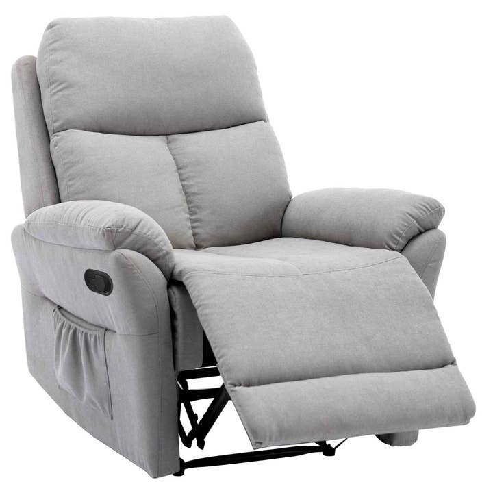 Grey fabric manual recliner, adjustable, padded headrest, with side pocket VERTEXNEX for wholesale by Urban Meuble UK