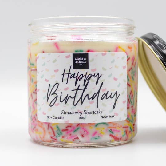 Light My Candle Co - Wholesale Jar/Filled Candle - Happy Birthday Soy Candle with Sprinkles2