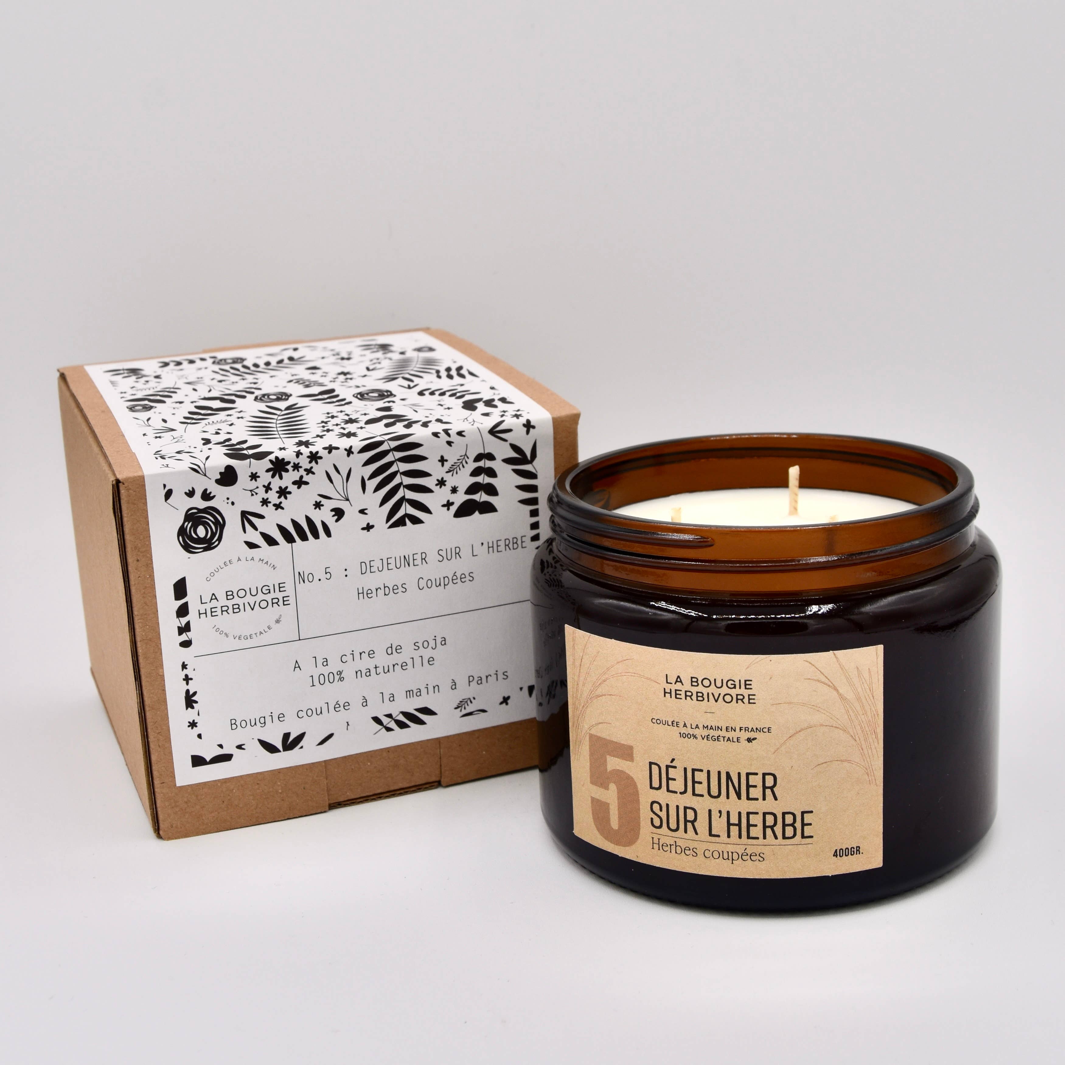 LA BOUGIE HERBIVORE - Vente Bougie en bocal - Bougie parfumée naturelle N°5 Déjeuner sur l'herbe 3 formats5