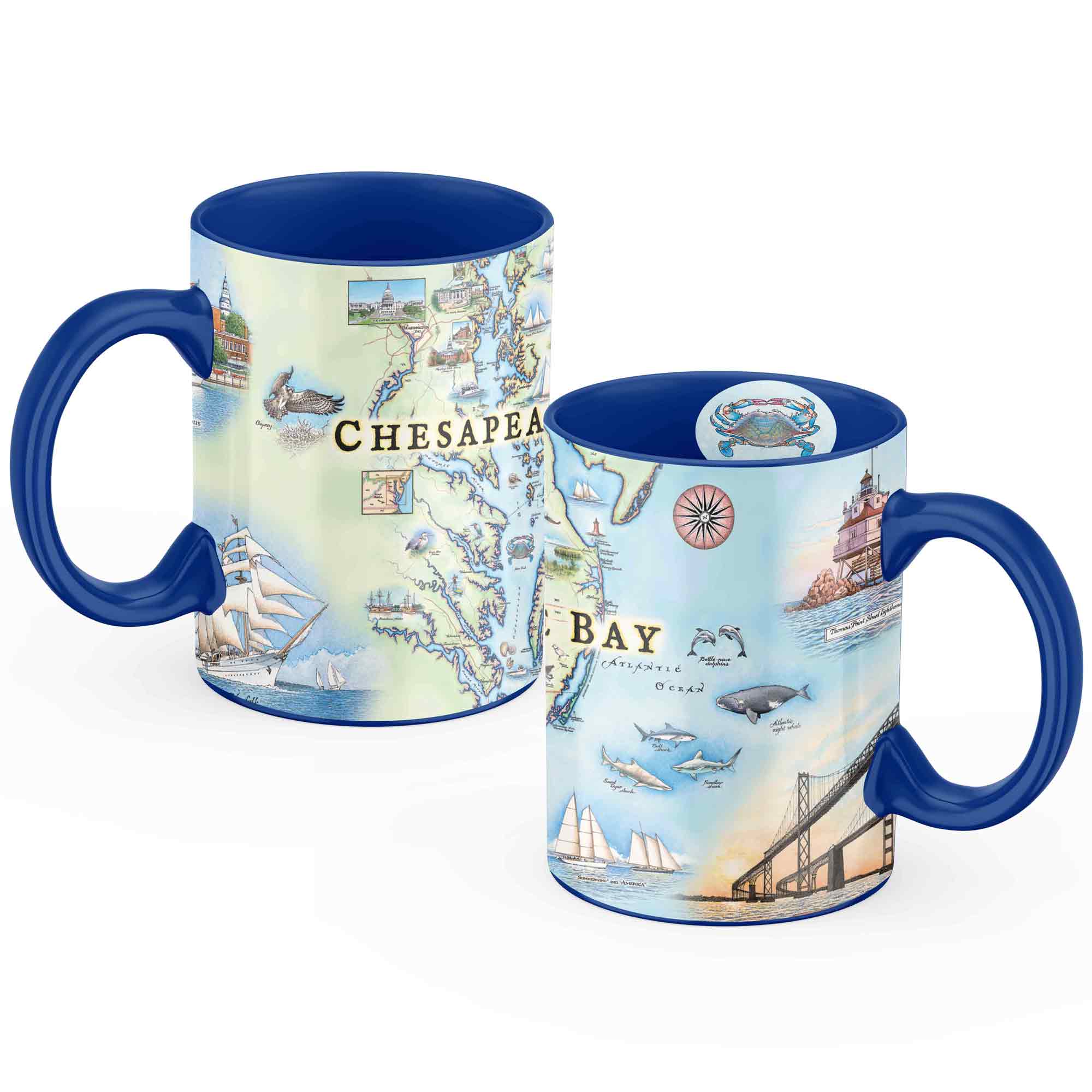 XPLORER MAPS – wholesale Coffee mug – Chesapeake Bay Map Mug – 16 oz Ceramic, Blue 0