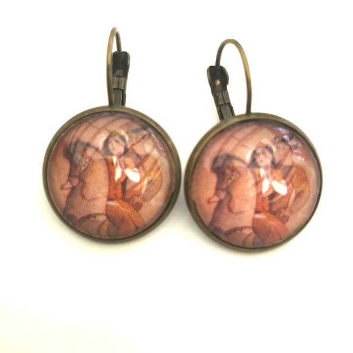 Timbre Alpamych URSS 1988 - Bijoux timbre-poste - Boucles d'oreilles timbre-poste - Boucles d'oreilles clip français finition bronze antique pour la vente par Postage Stamp Jewelry
