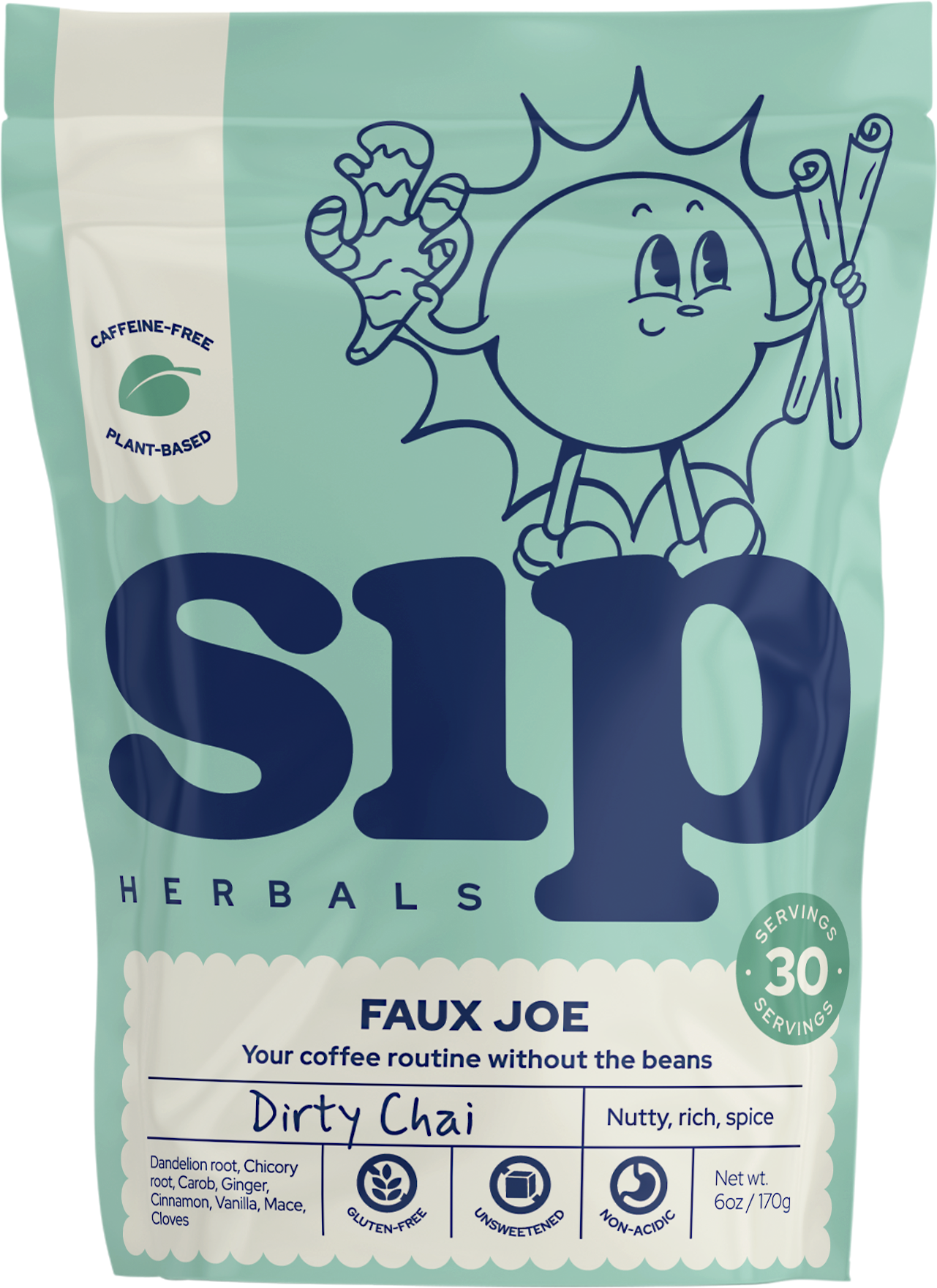 Sip Herbals - Wholesale Health/Detox Tea - Dirty Chai - Caffeine-free, Chicory Coffee Alternative1
