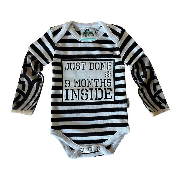 Lazy Baby® – wholesale Bodysuit (non-footed) – Baby – Just Done 9 Months Inside® Baby Tattoo Sleeve Stripy Vest