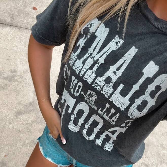 Vintage Wash | Blame It On My Roots | Cowgirl | Softwash Tee for wholesale by The American Honey