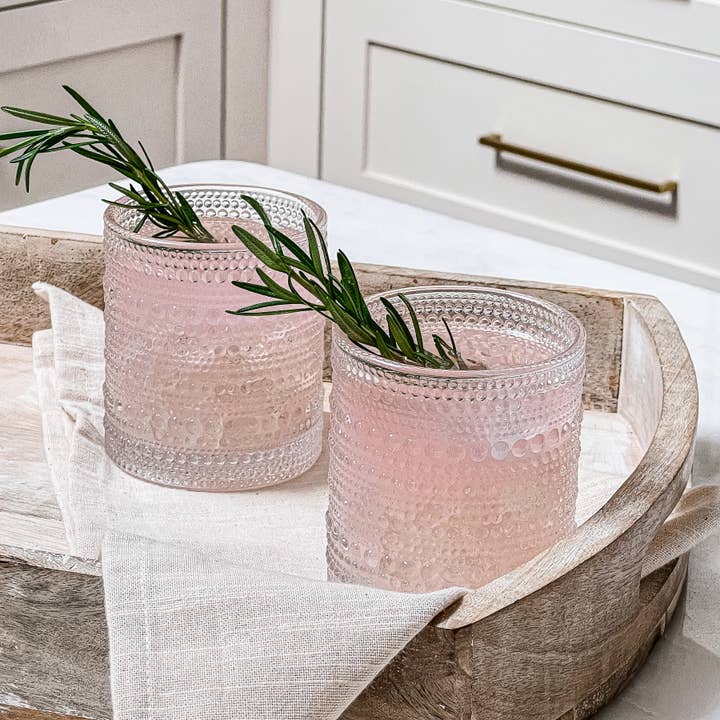Kate Aspen - Wholesale Drinking Glass/Cup - 10 oz Textured Beaded Clear Old Fashion Drinking Glasses 6pc