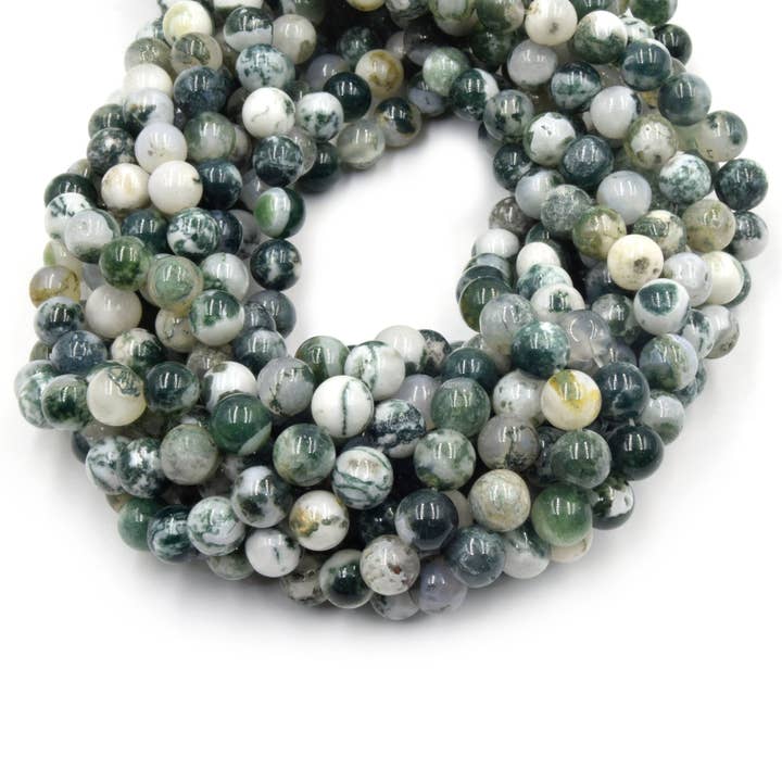 Only Beads - Wholesale Beads - Tree Agate Beads | Smooth Round Natural Agate Beads - 4mm 6mm 8mm 10mm 12mm