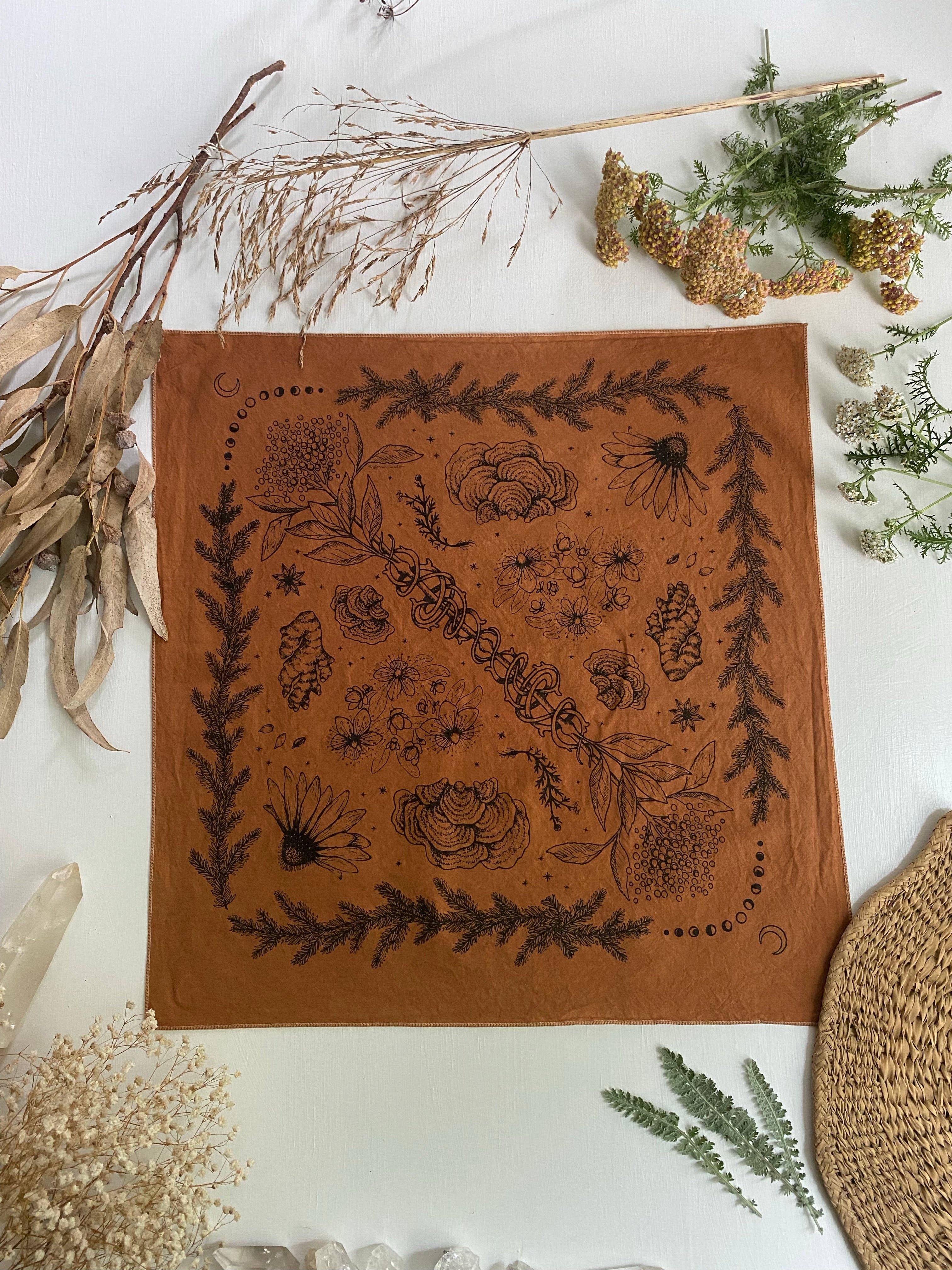Wanderite - Wholesale Bandana - Unisex - Bandana | Herbs of Protection | Hand Dyed | Terracotta2