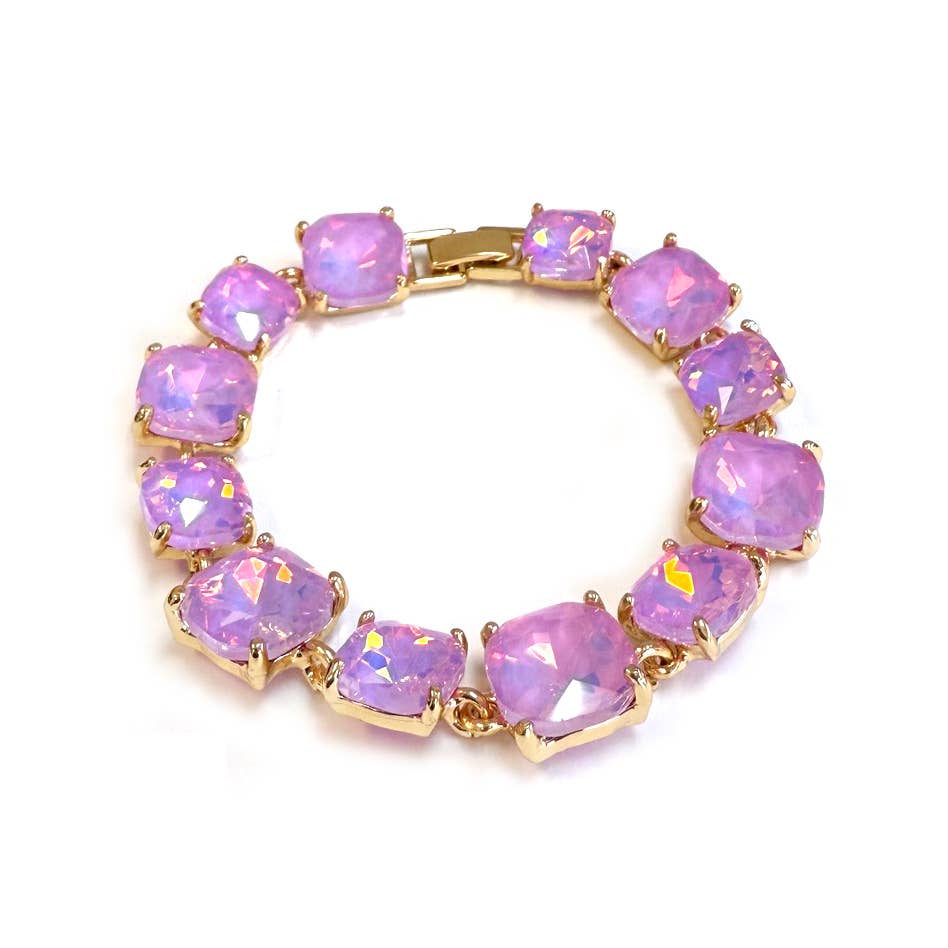 StarryNYC - Wholesale Link & Chain Bracelet - Cushion Cut Glass Crystal Linked Station Bracelet29