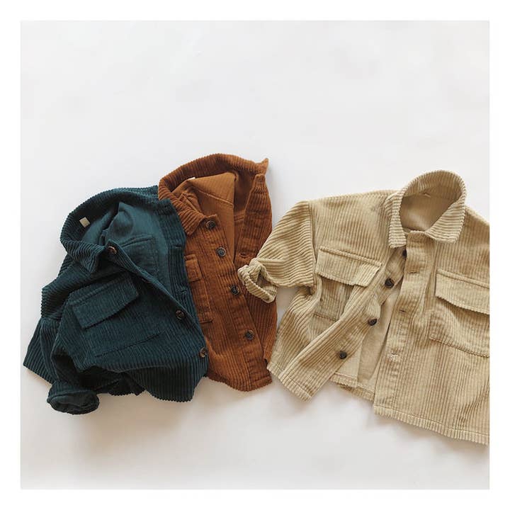 Kindercorduroyjas Retro Stijl Zachte Katoenen Bovenkleding voor wholesale door shoplittleswan