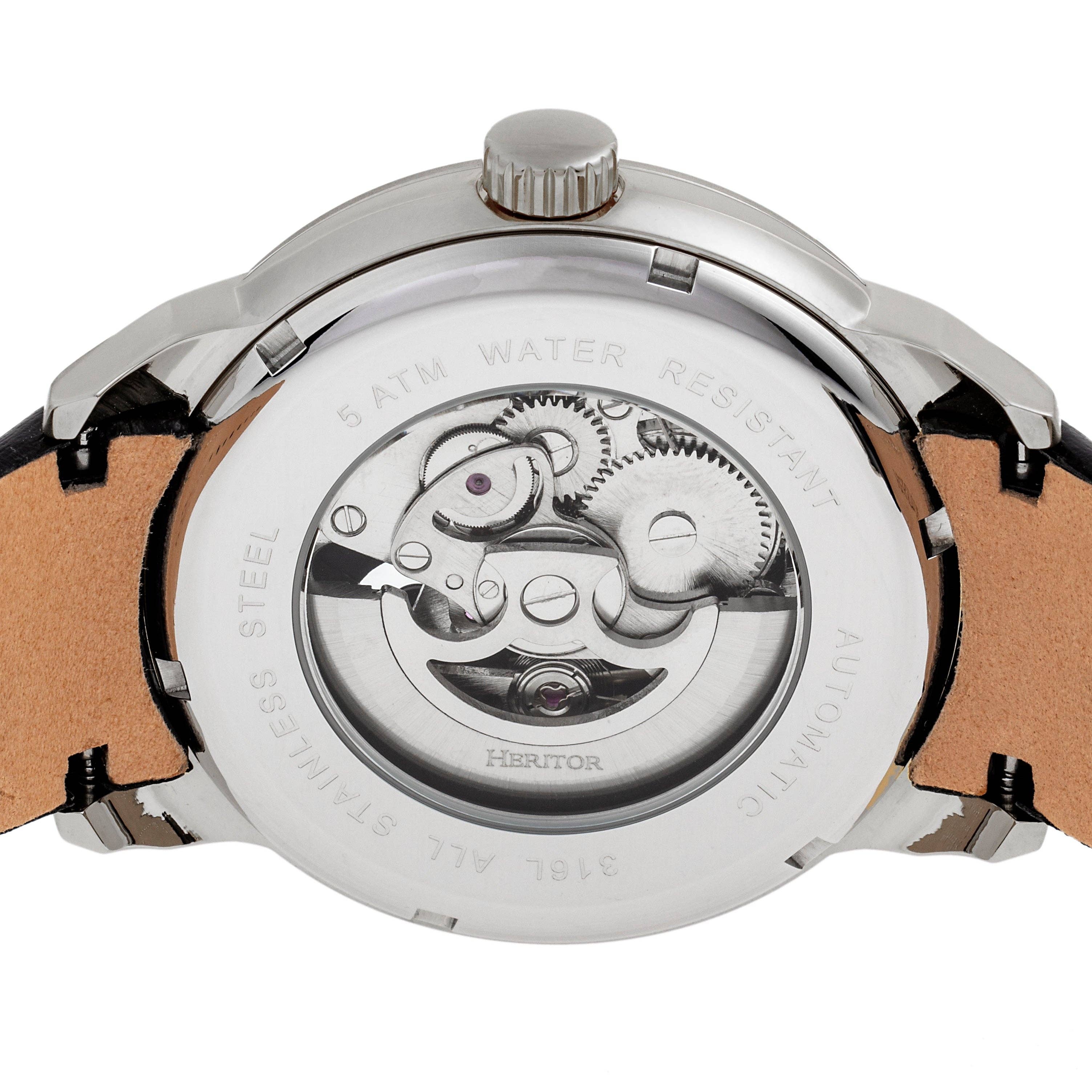 Heritor Automatic - Wholesale Wrist Watch - Men's - Heritor Automatic Sanford Semi-Skeleton Leather-Band Watch7