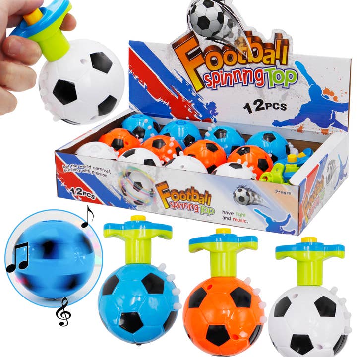 Cap Zone - Wholesale Classic Toy - Kids - Soccer Football LED Music Playing Spinning Top
