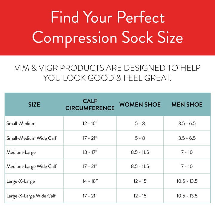 VIM & VIGR - Wholesale Socks - Unisex - 20-30 mmHg Moisture-wick Nylon Compression Socks: Solid