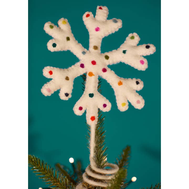 Namaste - Wholesale Tree Topper - Dotty Rainbow Snowflake Tree Topper