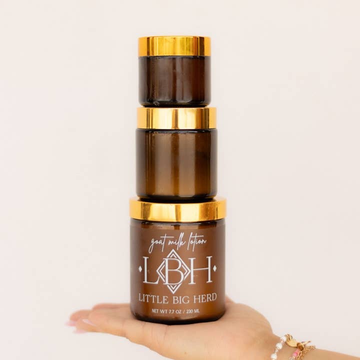 Goat Milk Lotion Glass Jar for wholesale by Little Big Herd