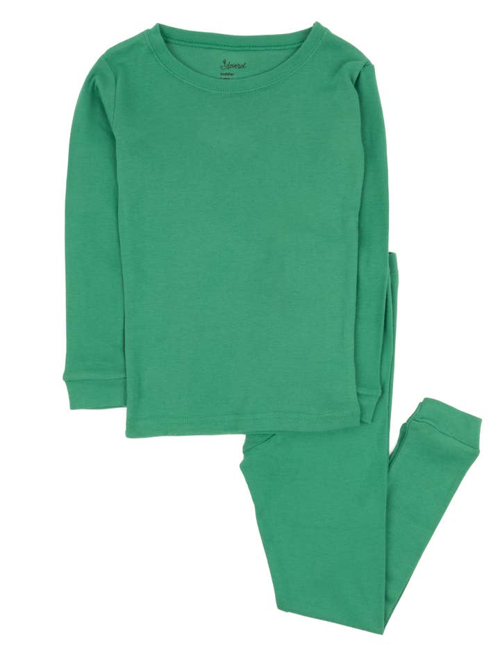 Pijama Algodón Dos Piezas Niño Verde para venta al por mayor de Leveret Pajamas