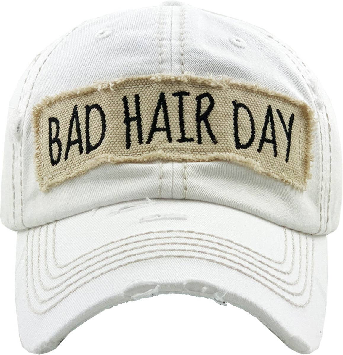 MiMi Wholesale - Wholesale Baseball Cap - Women's - KBV1073 'BAD HAIR DAY' Distressed Cotton Cap7