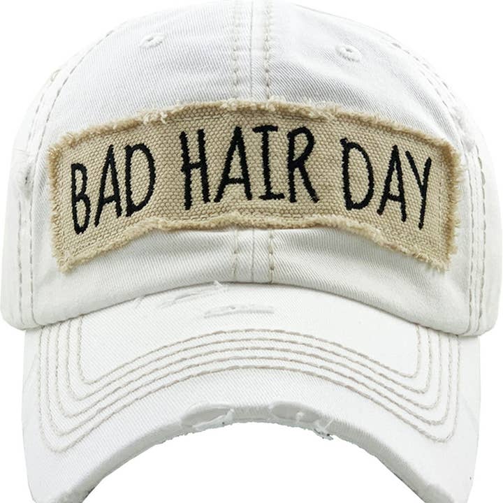 MiMi Wholesale - Wholesale Baseball Cap - Women's - KBV1073 'BAD HAIR DAY' Distressed Cotton Cap7