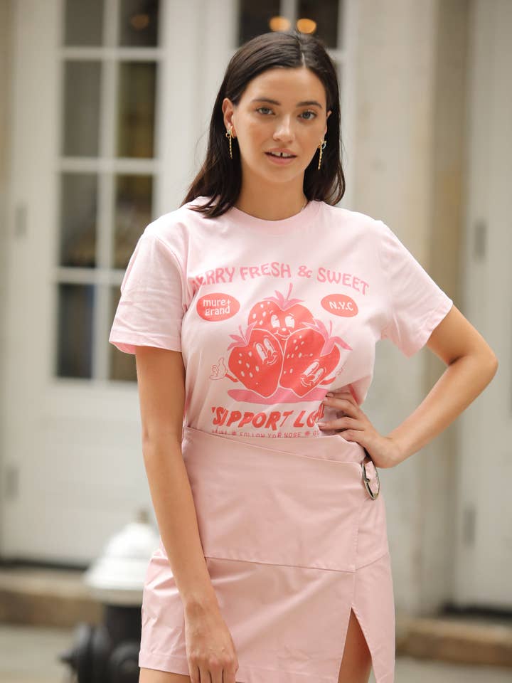 Mure and Grand - Wholesale Screen Printed T-Shirt - Women's - Berry Fresh + Sweet Graphic Tshirt