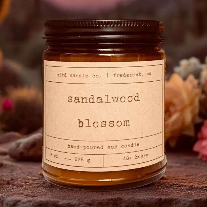 Sandalwood Blossom Soy Candle: Cactus Flower, Coconut Scent for wholesale by MLTD Candle Co.