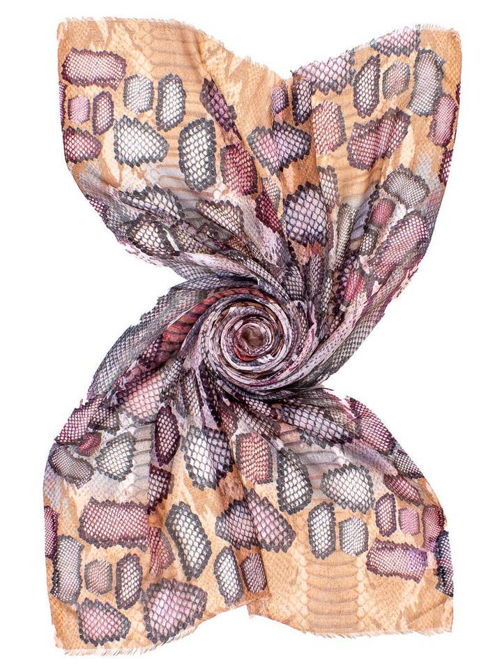 ESTOLA ESTAMPADA NATURAL SNAKE 70X180 100%MD FEITA NA ÍNDIA por atacado de Ayfee