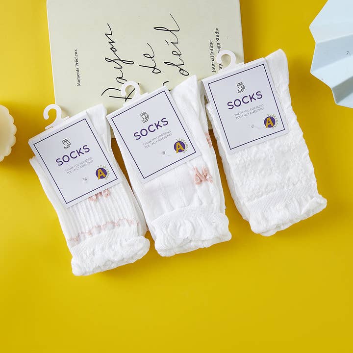 Funkyrel® Atzbranding Limited – Engroshandel Strømper - Dame – Rufia - hvide strømper med rullede kanter til kvinder22