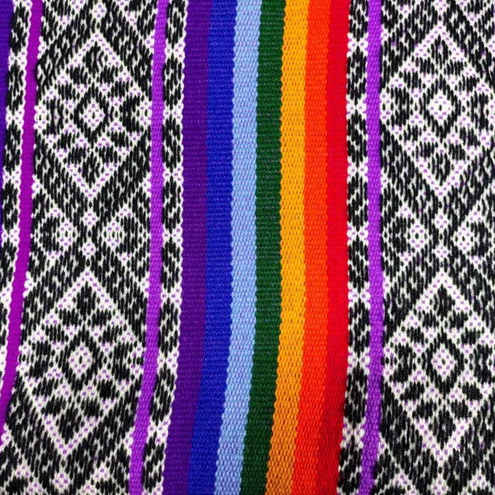 MODA LATINA - Wholesale Poncho - Women's - Red and rainbow Stripes Peruvian Poncho, Rustic Poncho, Peru9