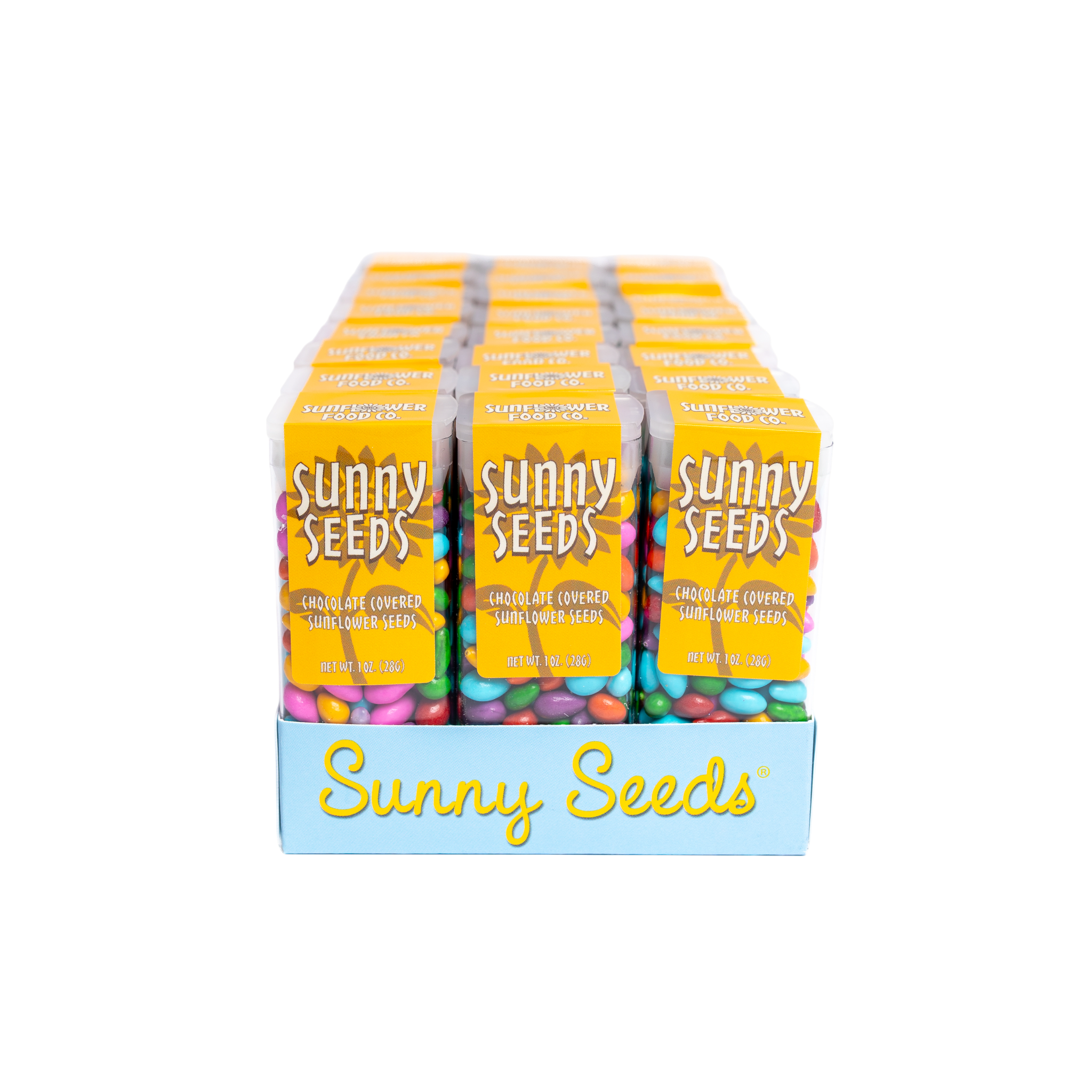 Sunflower Food Company - Vente Friandises enrobées de chocolat - Sunny Seeds® de couleur arc-en-ciel en tubes de 1 oz2