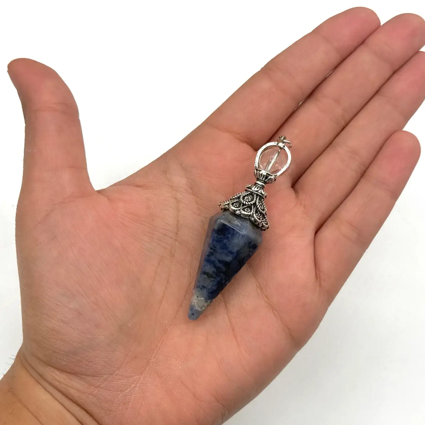 Meraki Gemstones - Wholesale Spirituele steen/kristal - Dubbele kap pendels met zilveren plaatketting6