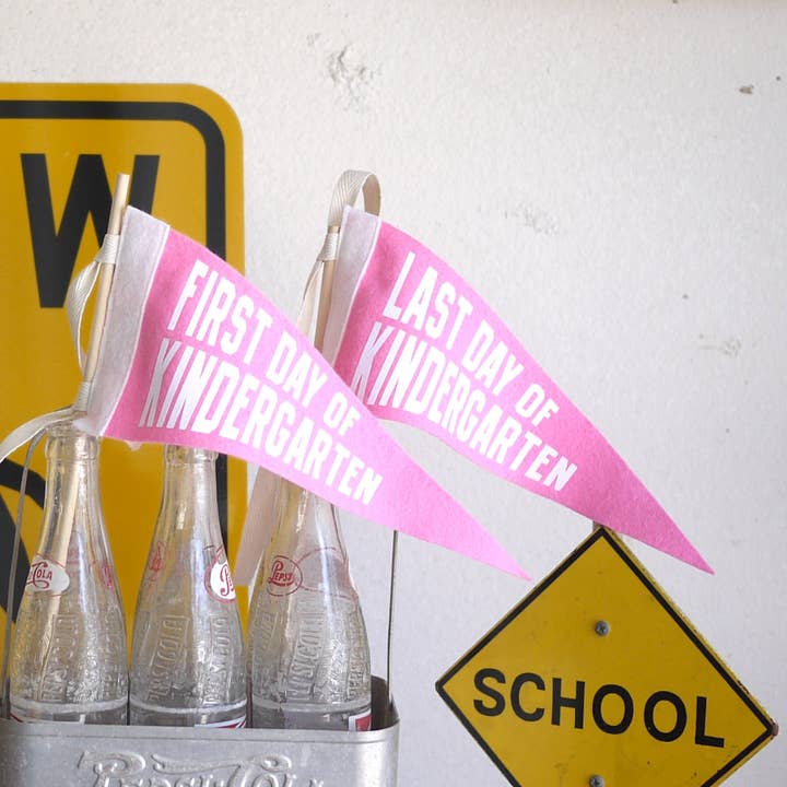 First Day Last Day School Grade Pennant - PINK for wholesale by The Letterman Co