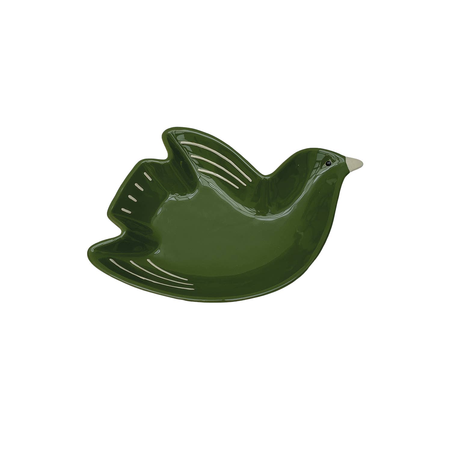 Opjet Paris - Wholesale Dish - Dark green bird cuicui dish pm L16.2 W11 H3cm