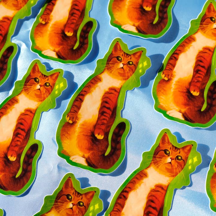 Standing Sparkle Cat Sticker 3x3.5 Inches, Glossy Finish for wholesale by Michelle Tuttle Studio