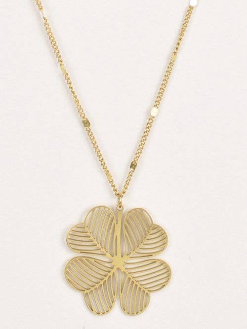 guld Victoria Moda tredubbel kedja i rostfritt stål med uthålat fyrklöver för wholesale på Faire0