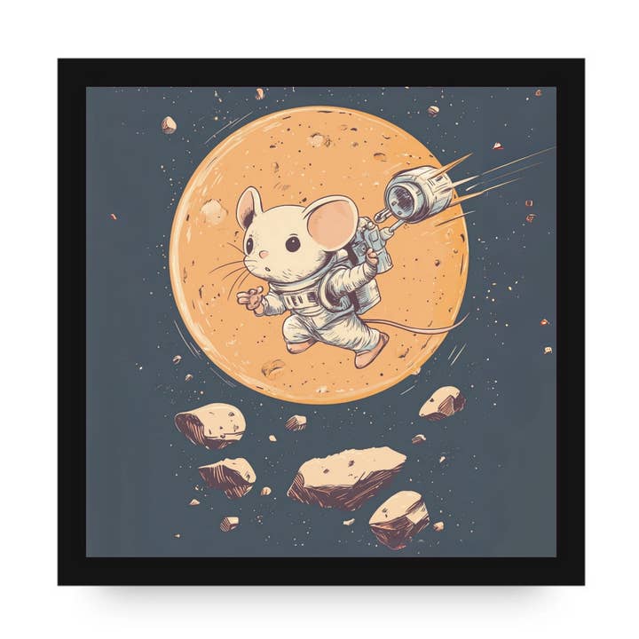 Mercury the Mouse Framed Canvas by Dancing Littles Jungle for wholesale by Dancing Littles Jungle