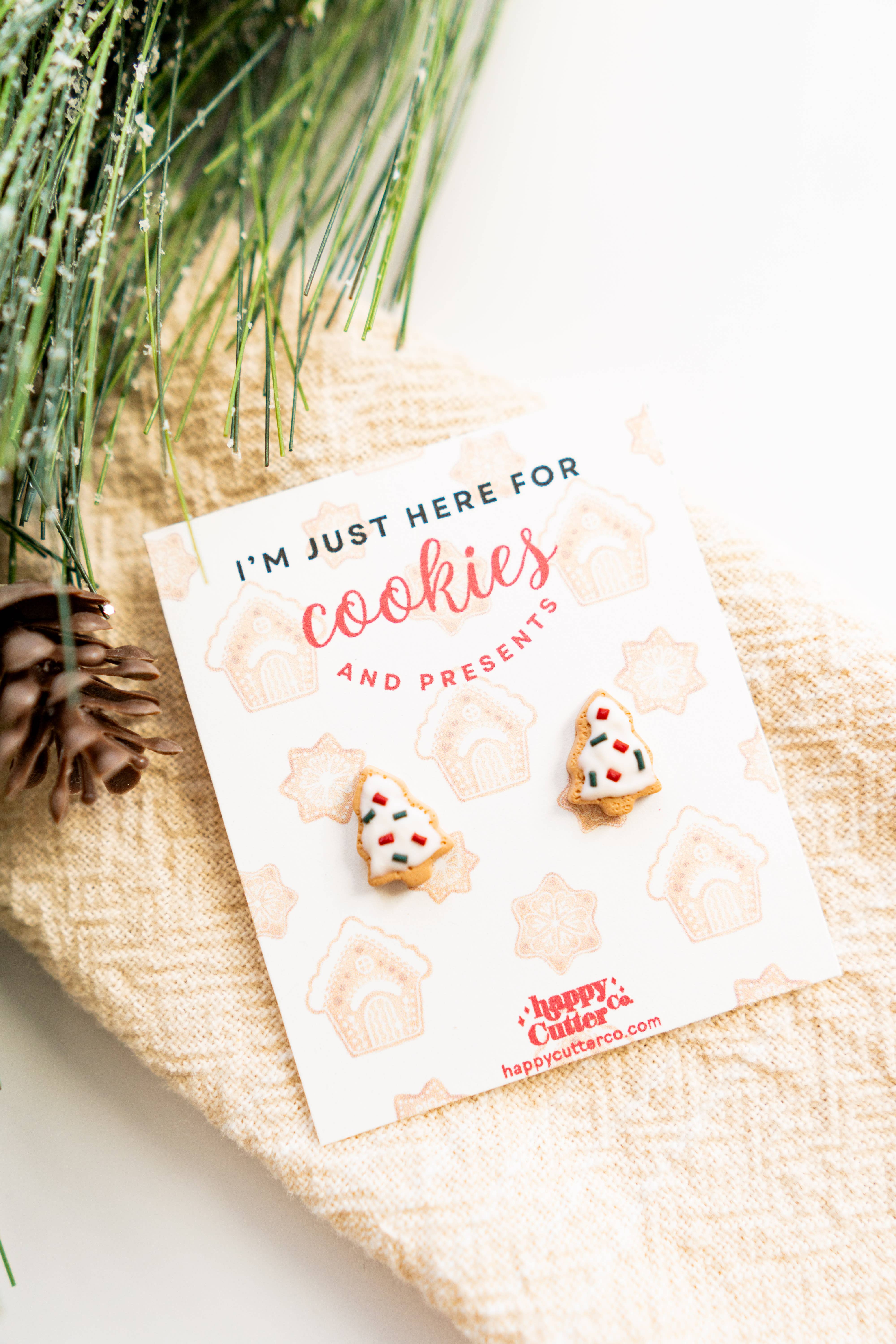 Happy Cutter Co - Wholesale Stud/Post Earrings - Christmas Cookie Stud Earrings | Sprinkled Tree Cookie Studs1