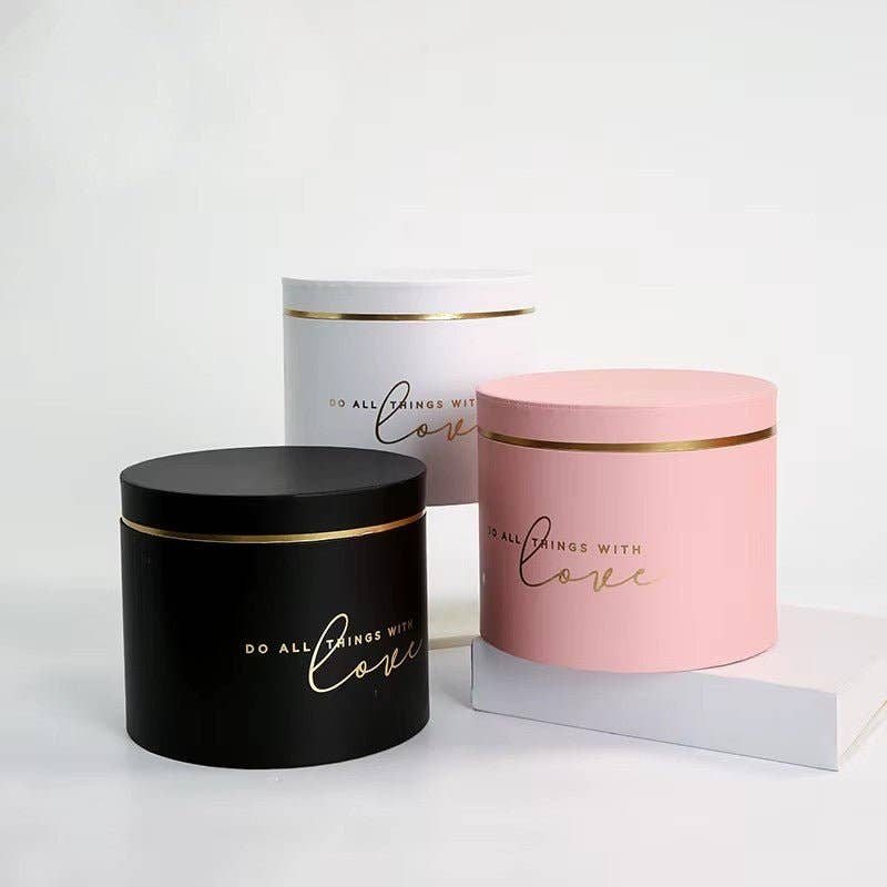 Elegant Design Supply - Wholesale Gift Box - Gold Rim Round Flower Gift Box3