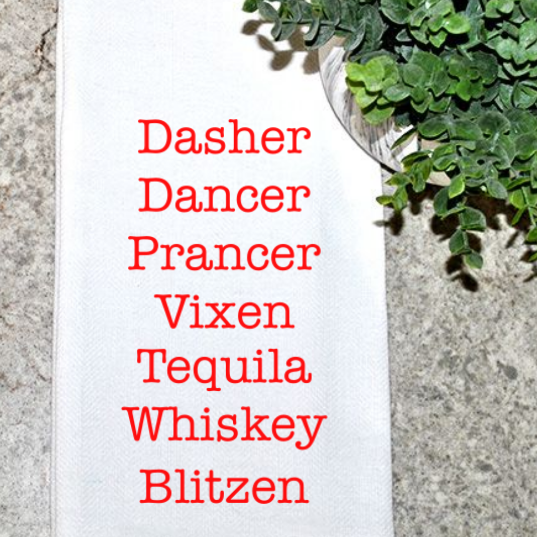 Geez Louise Goods - Wholesale Tea Towel - Dasher Whiskey Blitzen0
