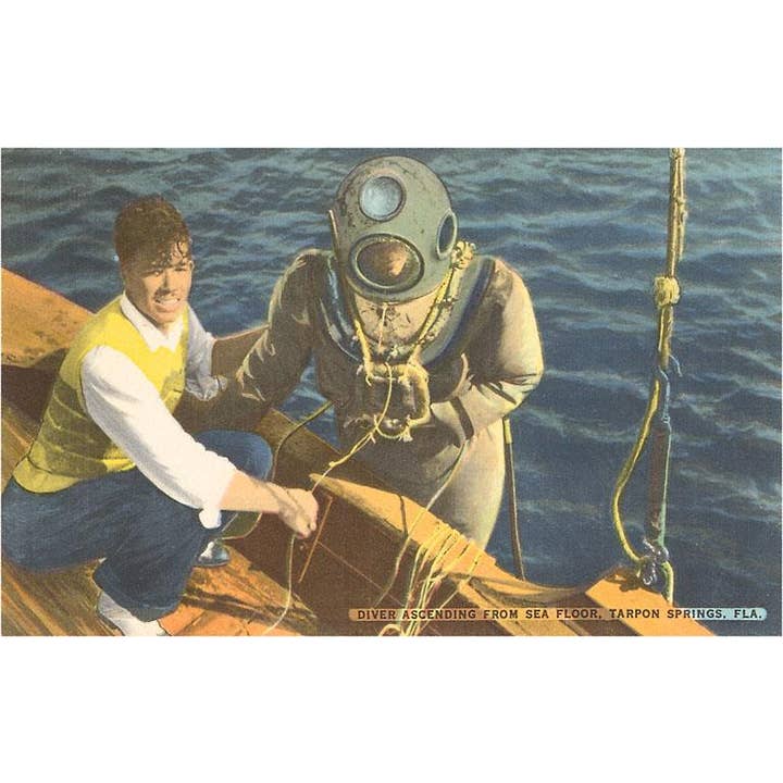 Postkarte FL-134 Taucher, Tarpon Springs, Florida für den Großhandel von Found Image Press